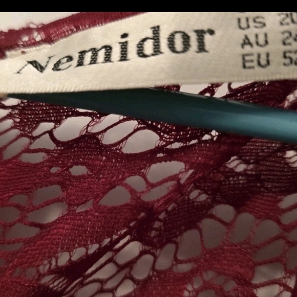 Nemidor Burgundy Lace Maxi  Bridesmaid Formal Gown Holiday Size 20 - Picture 14 of 15